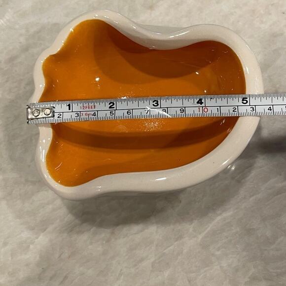 Vintage Bonwit Teller pottery dish ashtray orange and white France - Picture 11 of 12